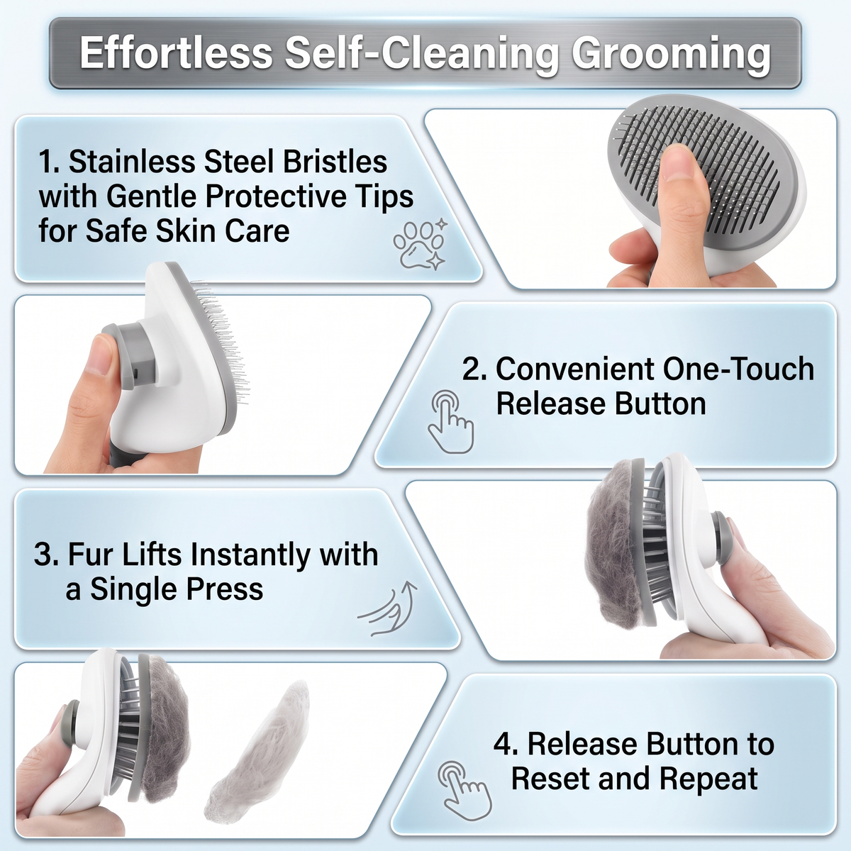 PupLux™ Pro-Groom Self-Cleaning Slicker