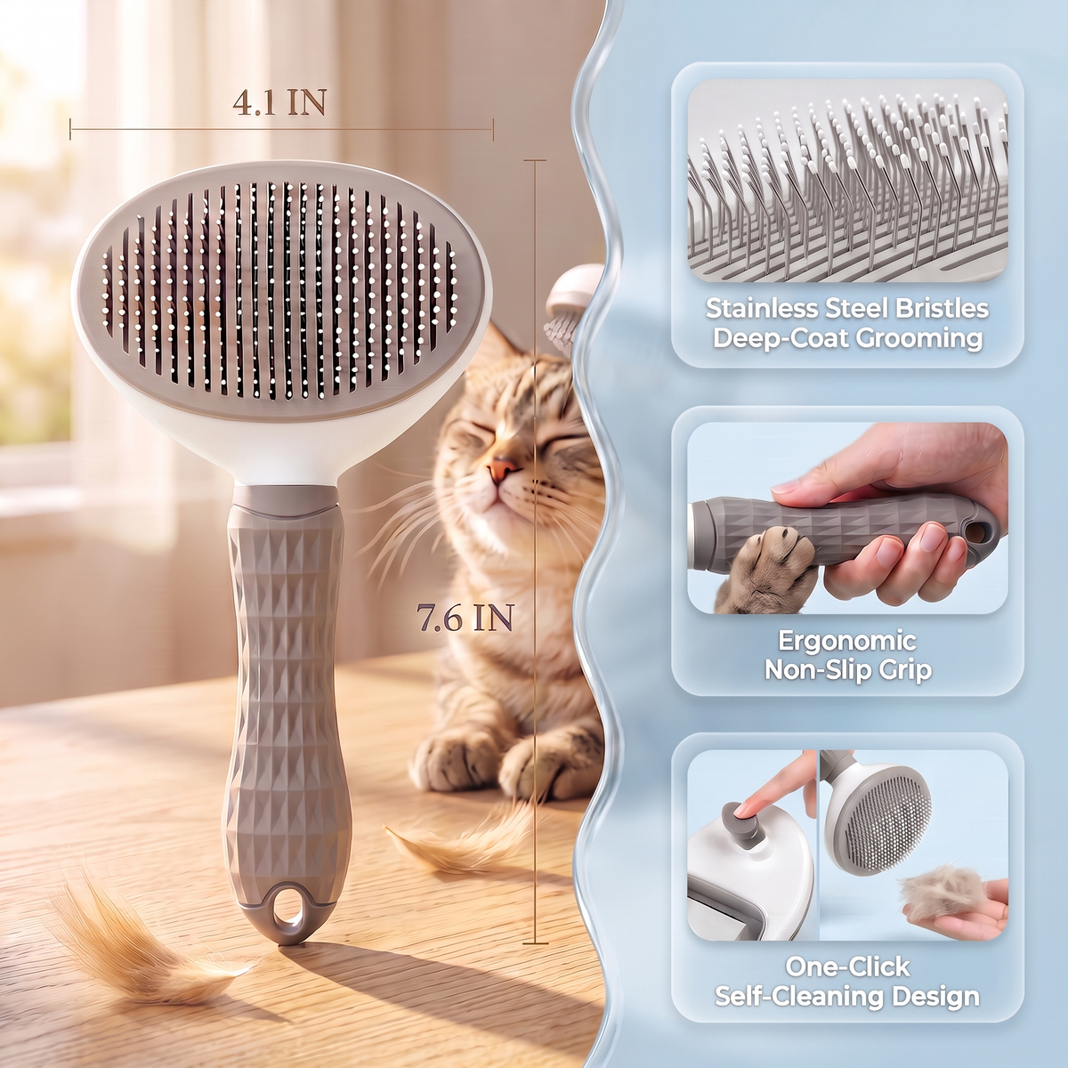 PupLux™ Pro-Groom Self-Cleaning Slicker
