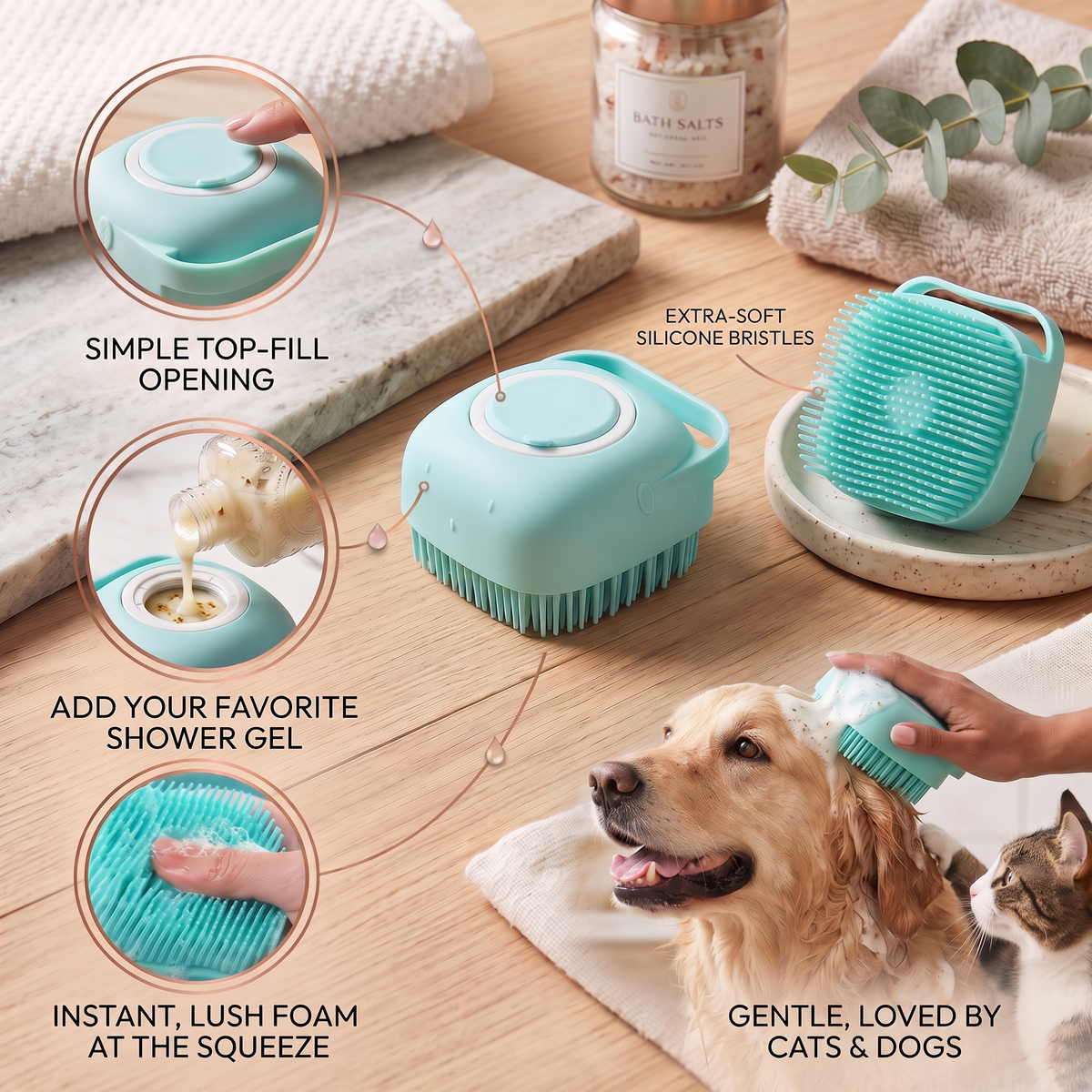 PupLux™ Foam-Ease Bath & Massage Brush