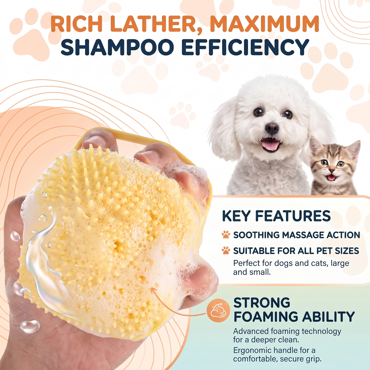 PupLux™ Foam-Ease Bath & Massage Brush